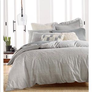 New Lucky Brand King size Duvet and Sham Set Tile Seed